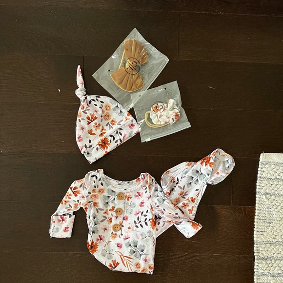 Caden Lane Other Beautiful Floral Out Set Silk Knot Tie Gown And Matching Hat Poshmark